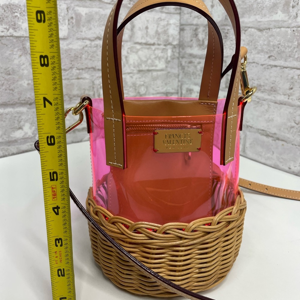 Frances Valentine Mini Basket Bucket Bag Translucent Pink Clear NWOT Rare HTF - Picture 7 of 8